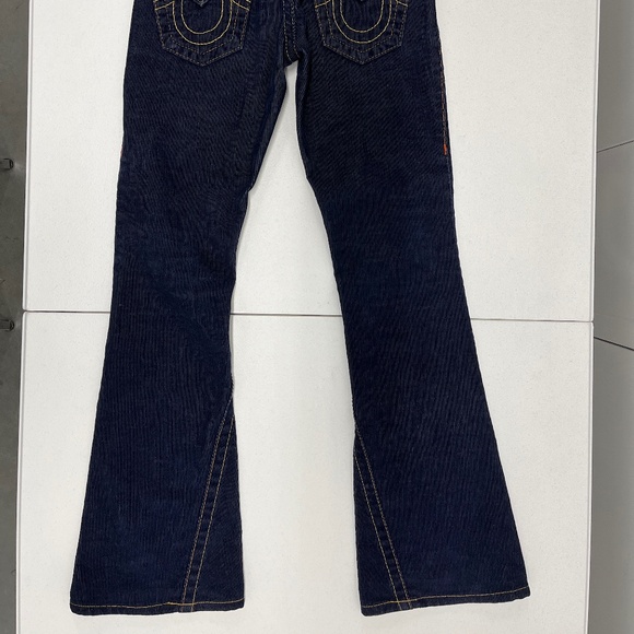 Pre-owned True Religion Women's 24 Navy Corduroy Joey Flare Pants Flap Pockets - Picture 5 of 15
